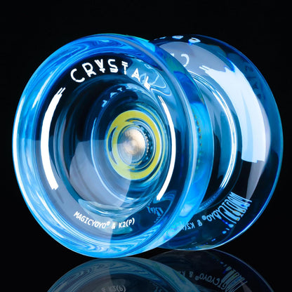 MAGICYOYO K2 Crystal Plastic Yoyo for Kids 8-12 & Beginners, Durable PC Responsive Yoyo Professional with Finger Spin Hub for DNA yo-yo Tricks, Includes 12 Yo yo Strings, Glove & Bag (Crystal Blue) - Image 1