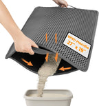 Cat Litter Trapping Mat, 24"x18" Universal Fit Litter Box Floor Mat, Hexagon Grids & Anti-Leak Base, Machine Washable, Non-Slip Kitty Mat for Most Homes, Gray - Image 9