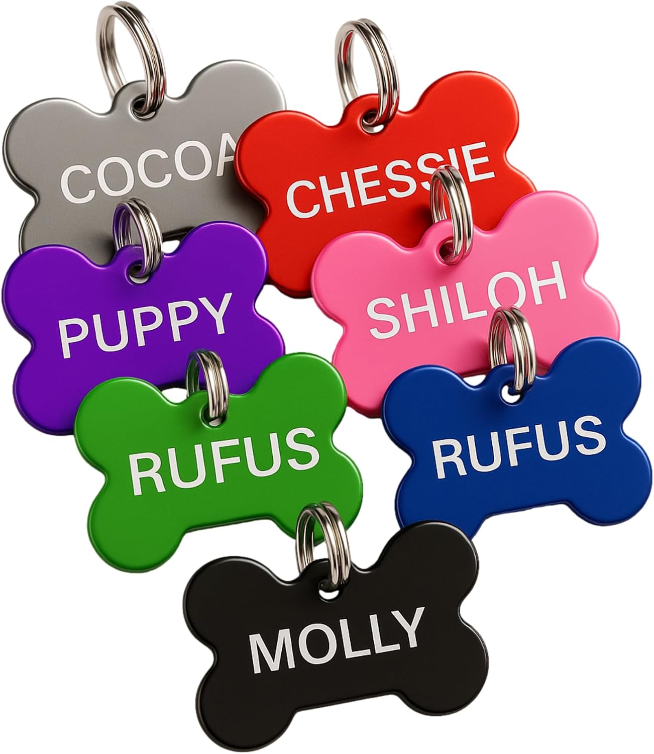 Dr. Fremont's personalized pet ID tag large bone front view showing custom laser engraving.
