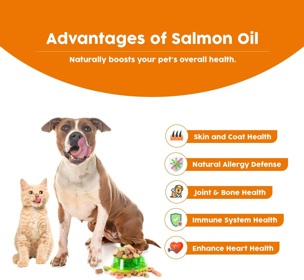 Heapets liquid fish oil pet supplement being pumped over dry dog food kibble.