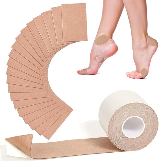 Jupwalz Moleskin Tape Roll and Sheets front view for blister prevention.