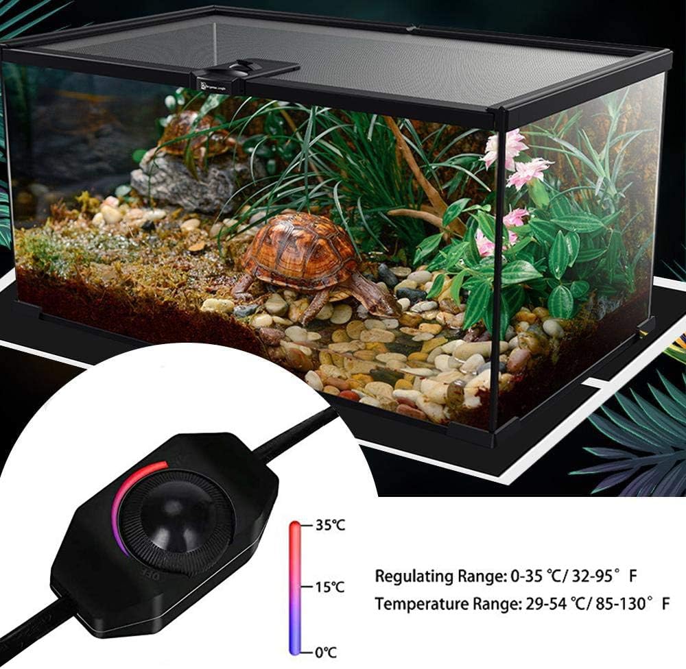 Kabasi terrarium heating mat positioned under glass tank