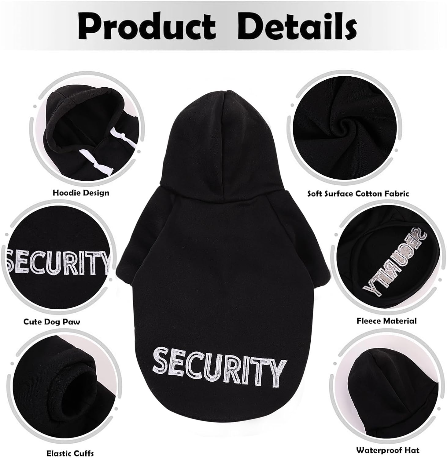 SAWMONG puppy pullover sweater shirt layout displaying the adjustable drawstring and athletic coat design.