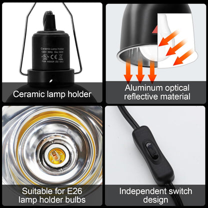 MECESOR reptile light fixture ceramic socket close up showing E26 base compatibility