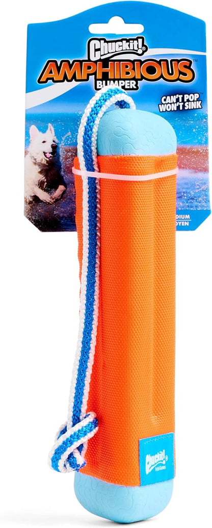 Chuckit! Amphibious Bumper Fetch Stick Toy for Dogs - Floats in Water - Interactive Dog Toys to Keep Them Busy - Tough Rubber, Nylon, and Foam - Non-Slip Rope Handle - Size Medium - Assorted Colors - Image 9
