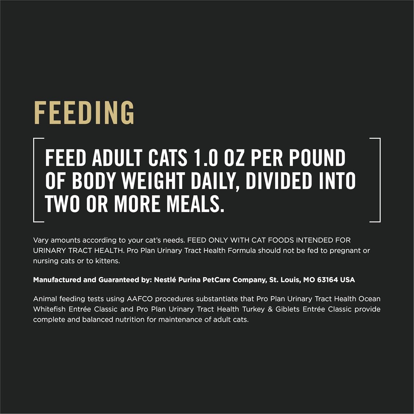 Purina Pro Plan Urinary cat food cans nutrition facts label