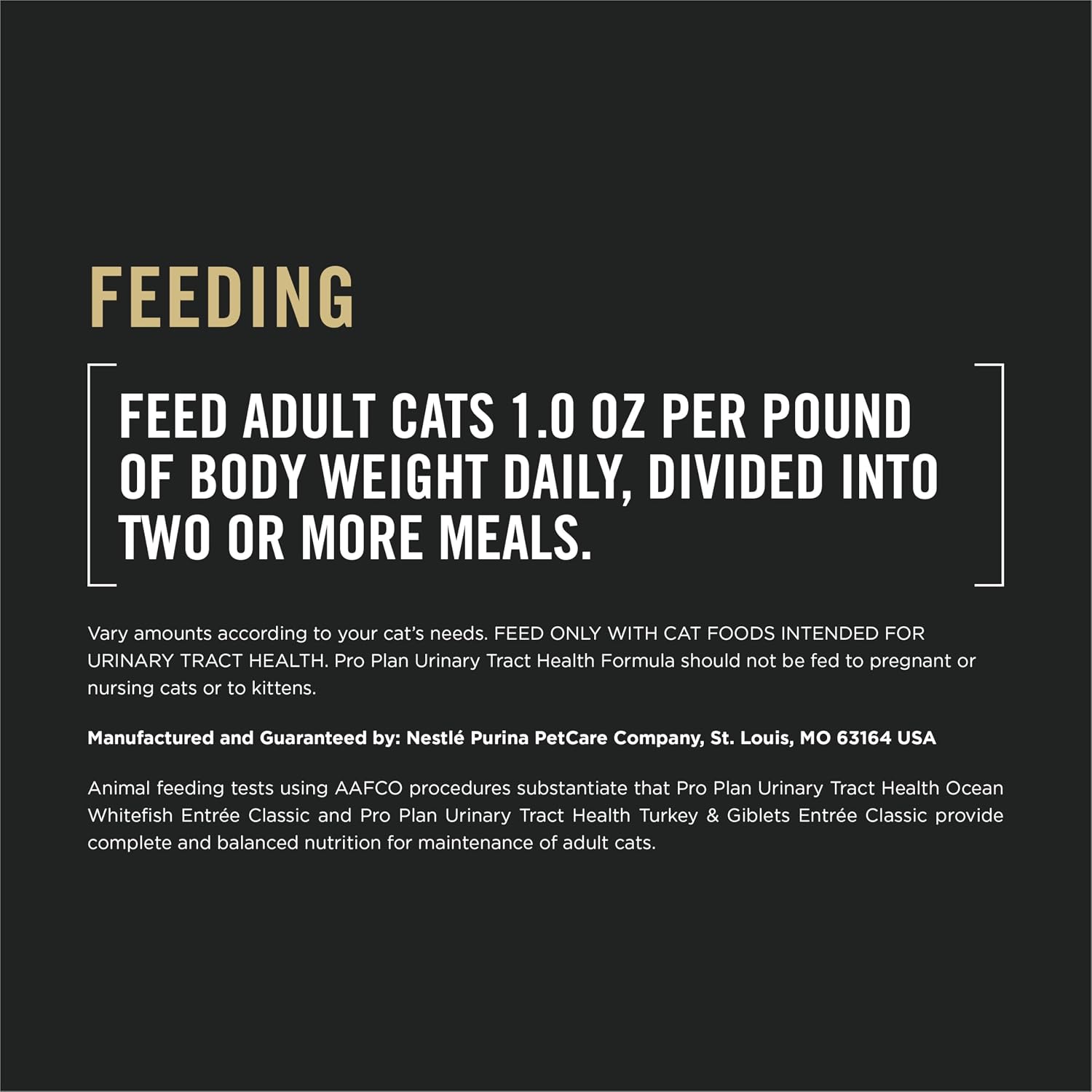 Purina Pro Plan Urinary cat food cans nutrition facts label