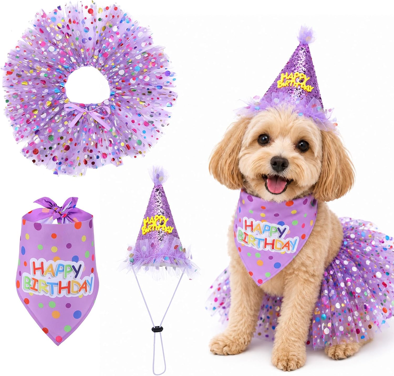 Premium quality female dog birthday decorations and party apparel