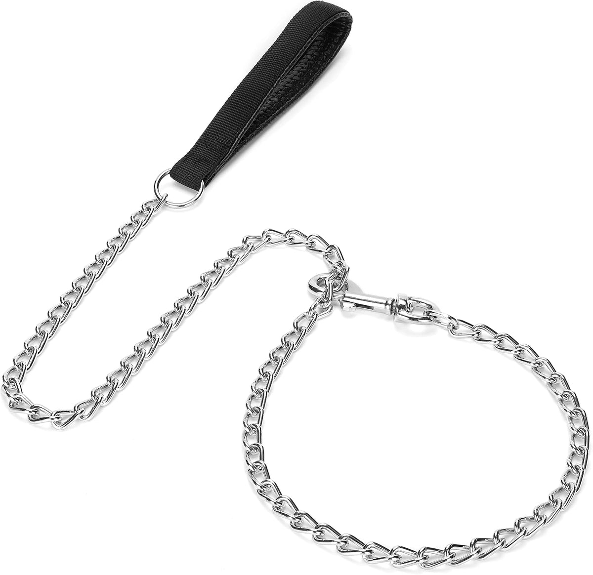 SGODA chew proof pet chain leash close up of argon welded chrome plated links