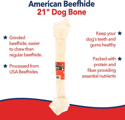 USA imported heavy duty dog dental chew treat close up of knotted ends
