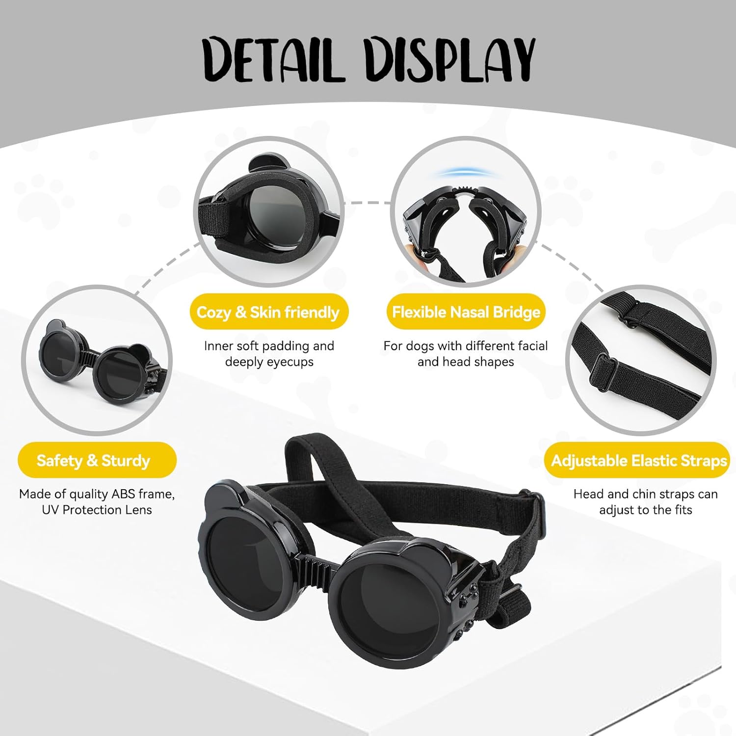 Adjustable strap details on Petleso dog goggles