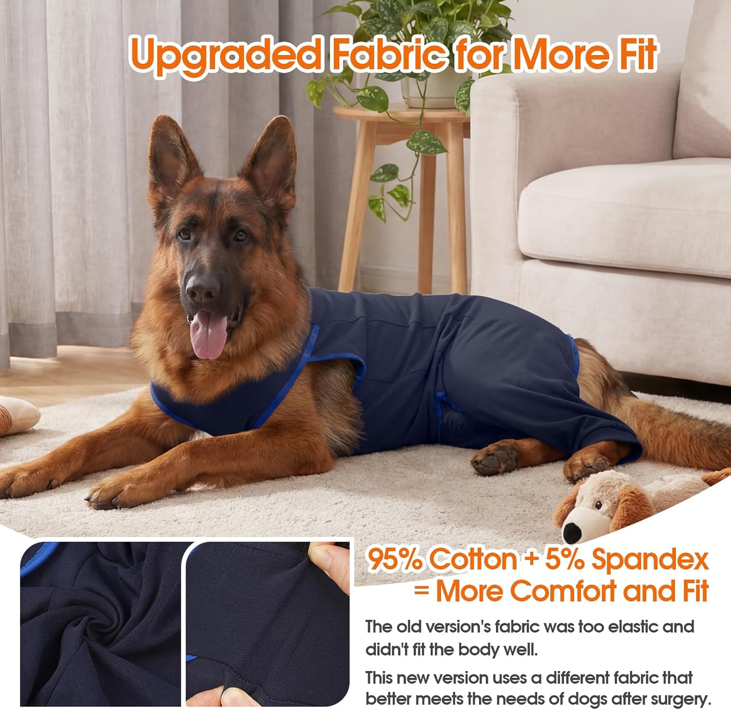 Side profile of LeLePet dog recovery suit for abdominal wounds
