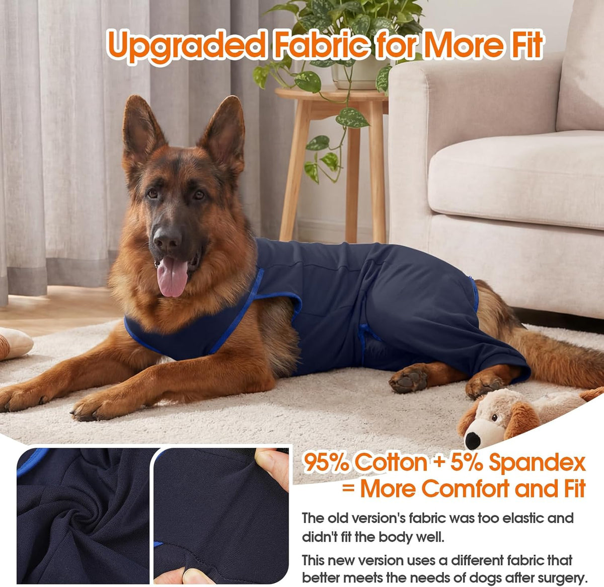 Side profile of LeLePet dog recovery suit for abdominal wounds