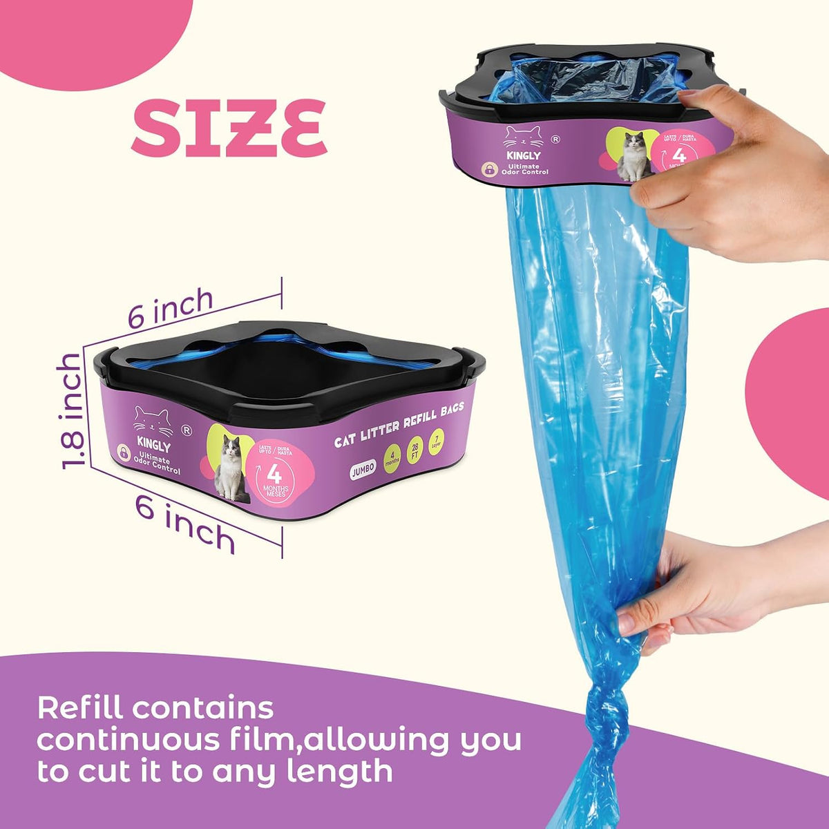 Eight pack of jumbo twenty eight feet litter cartridges stacked together
