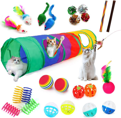 Premium USA imported iCAGY interactive kitten toys bundle displayed in a flat lay format