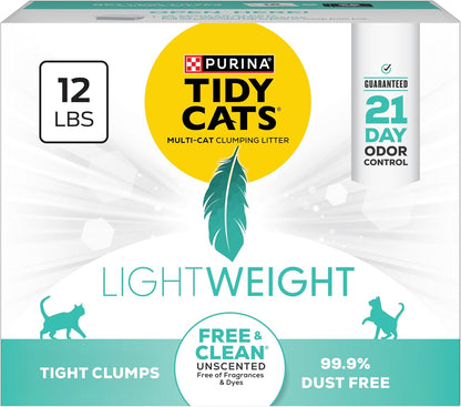 Purina Tidy Cats LightWeightFree and Clean Unscented, Multi-Cat, Clumping, 99.9 Percent Dust Free Cat Litter - 17 lb. Box - Image 11