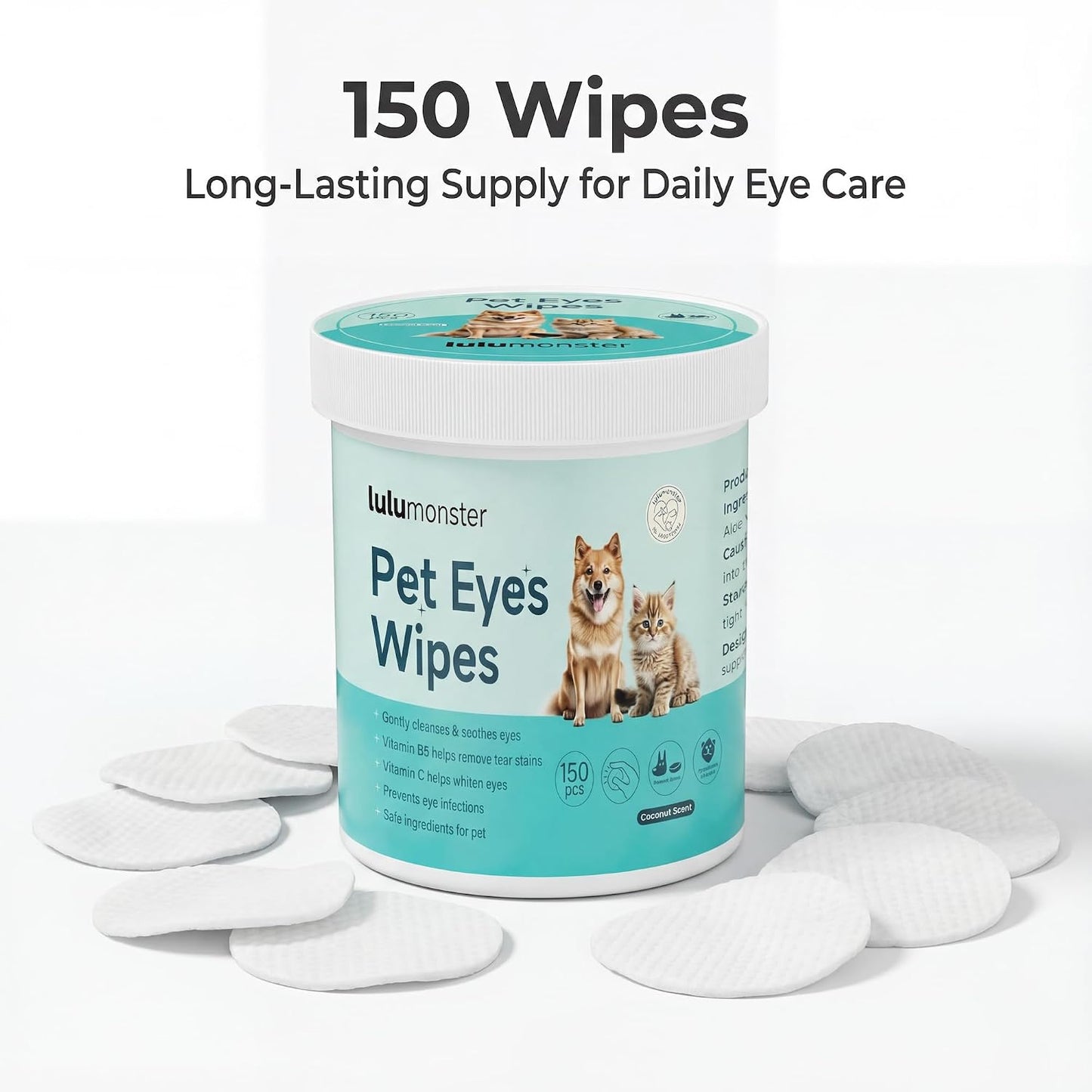 Soothing cat and dog eye wipes for removing crust and mucus