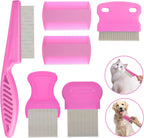 Caphont 6 piece pet flea comb set front view pink