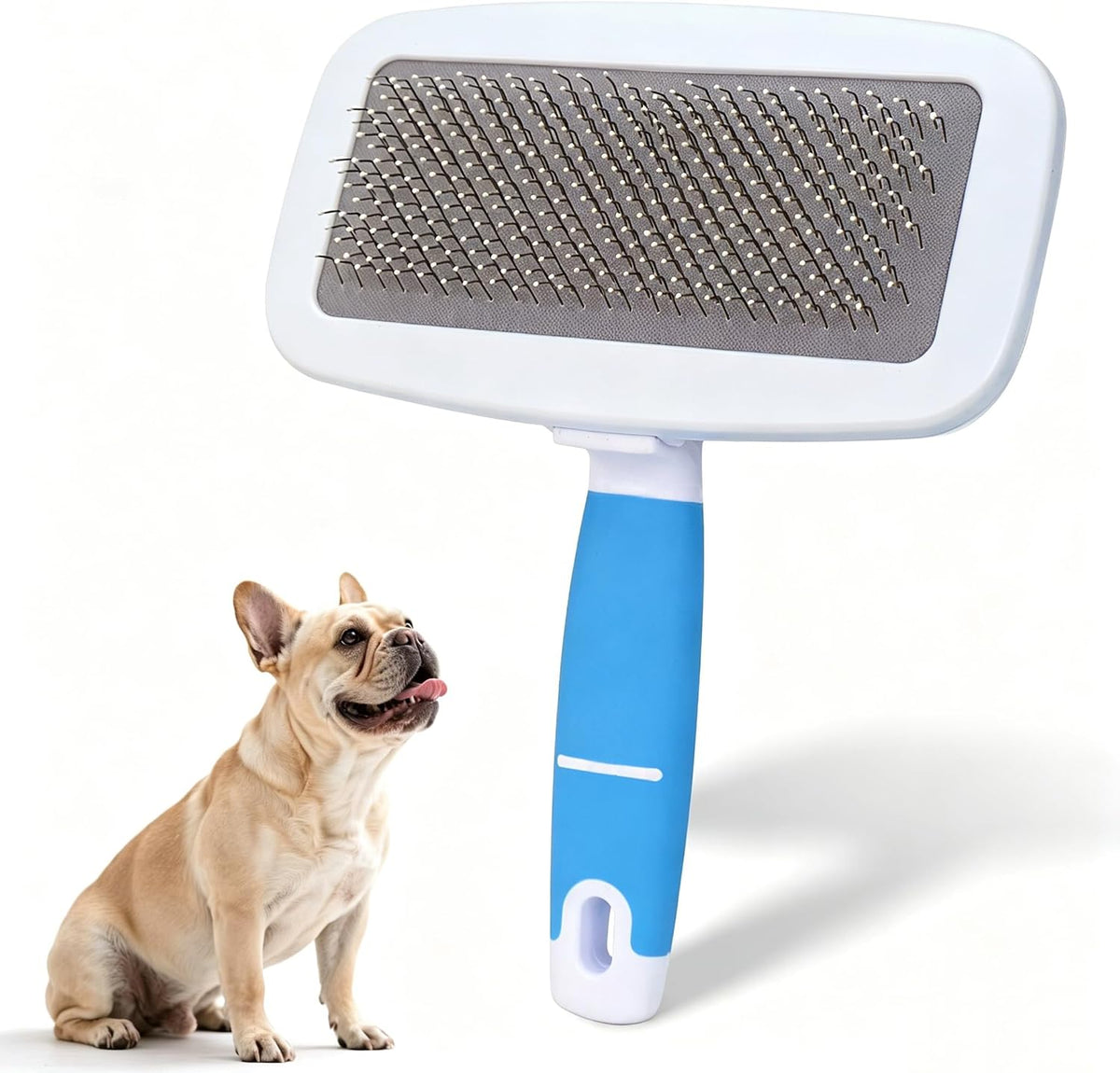 My Pet Object French Bulldog Brush front view showing rounded tip bristles.