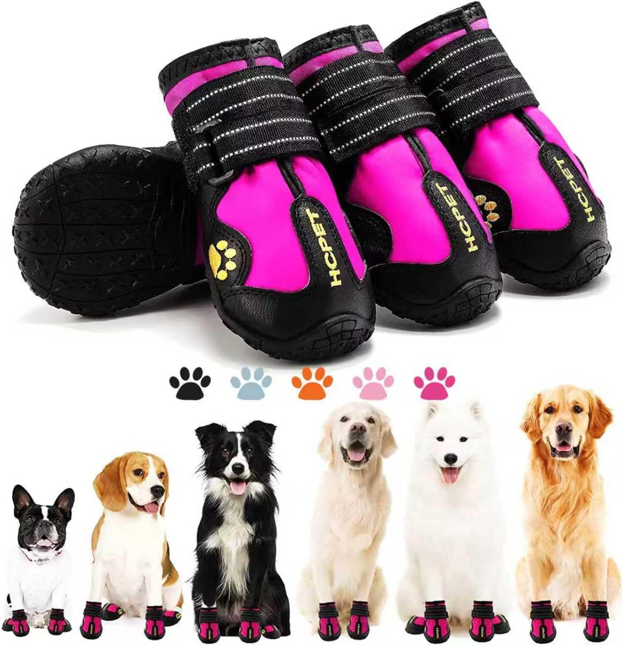 Hcpet Dog Boots, Dog Shoes for Large Dogs, Medium Dog Boots & Paw Protectors, Anti-Slip Dog Booties for Hot Pavement Winter Snow Hiking with Reflective Straps Black Size 6 - Image 9