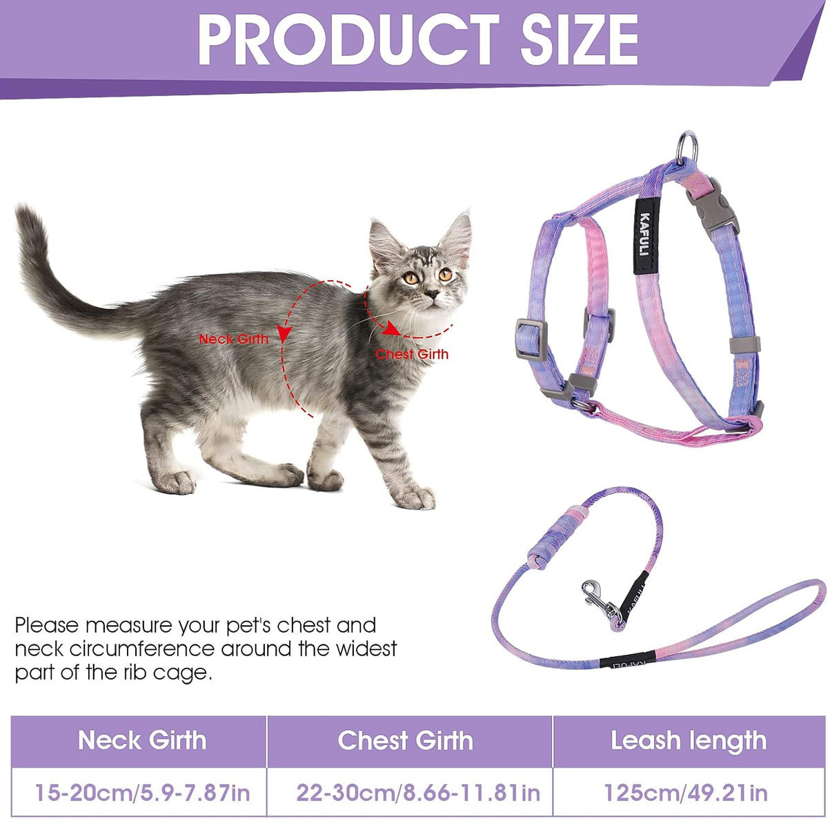 Adjustable gradient purple kitten harness by TIESOME featuring the quick-release buckle mechanism.