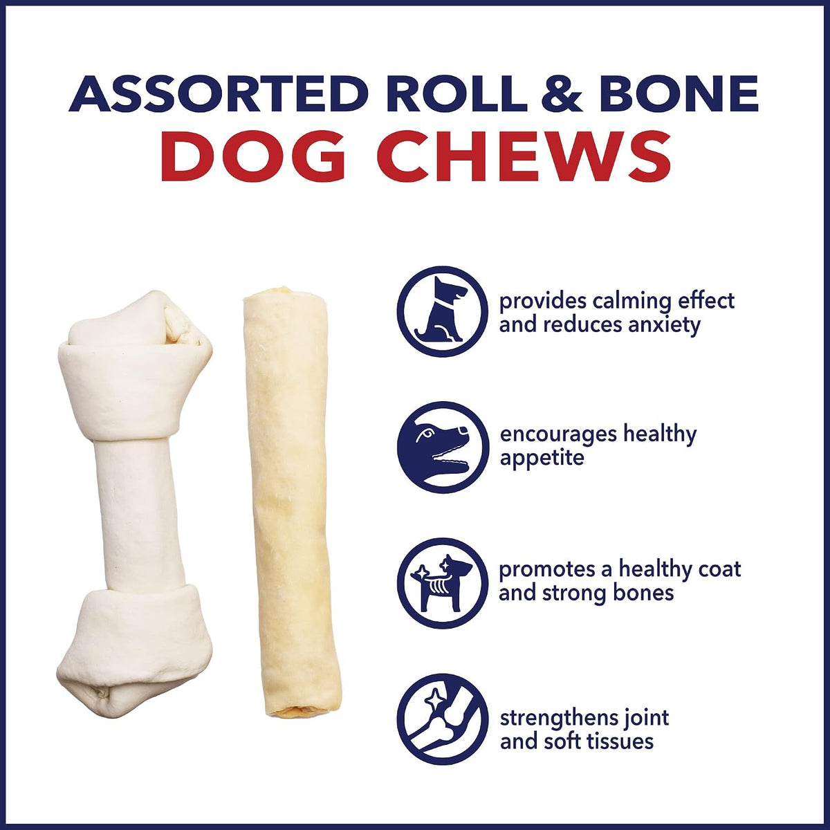 Thick natural rawhide rolls for dog oral health and hygiene