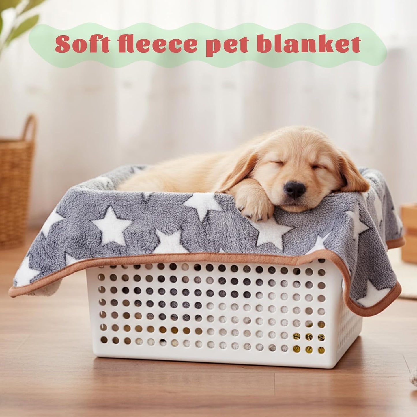 SHENLIU 18 Pcs Fleece Pet Blanket, 9 Style Small Fleece Pet Blanket Soft Warm Sleep Mat Fluffy Cute Puppy Supplies Paw Star Print Design Bed Blankets for Dog Cat Kitten Animals - Image 6
