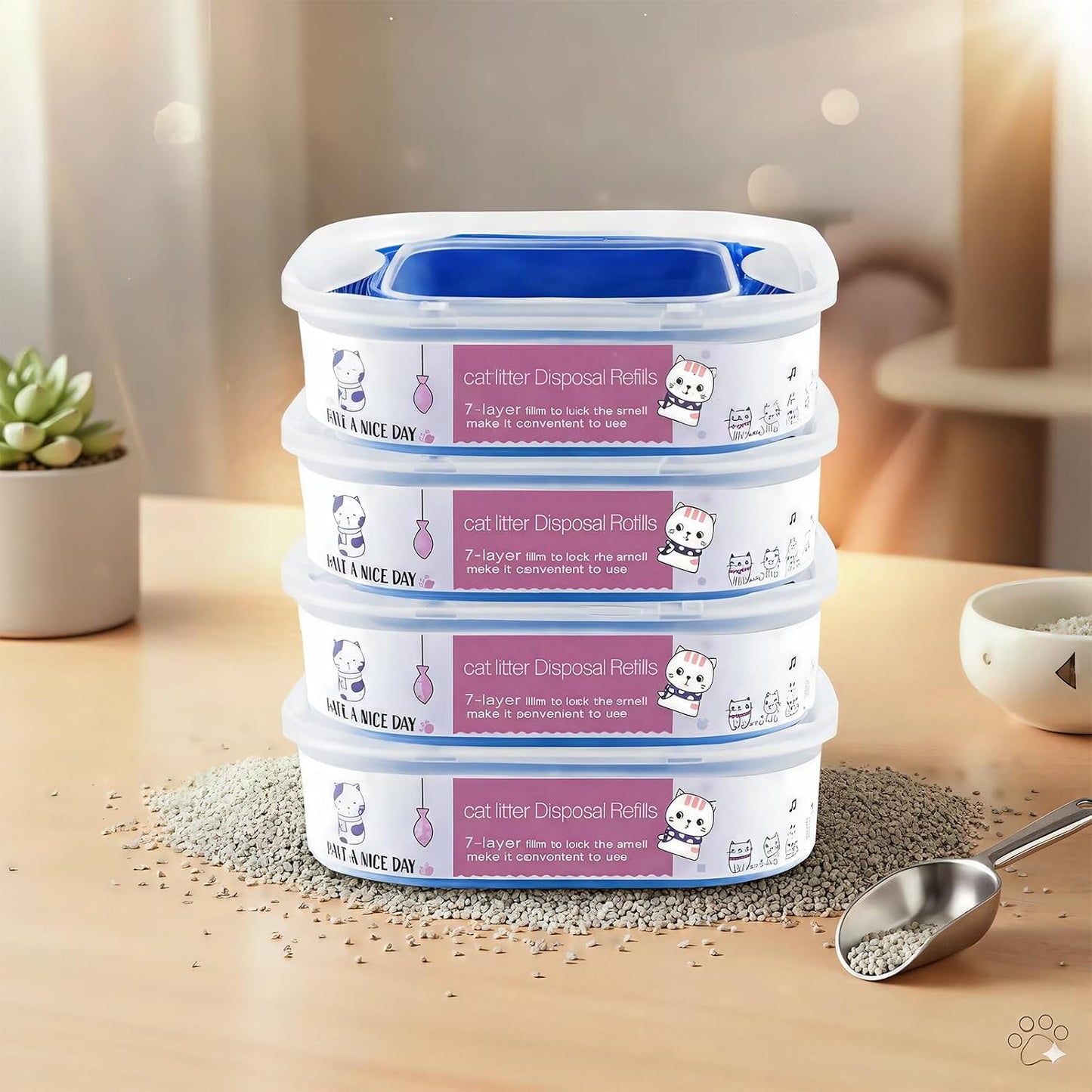 2 Pack 28FT Cat Litter Refill Cartridge, Compatible with Pet Genie Standard/Plus/Style Pail Refills, Up to 8 Months of Supply, 7 layer Odor Control Jumbo Refill Cartridge - Image 10