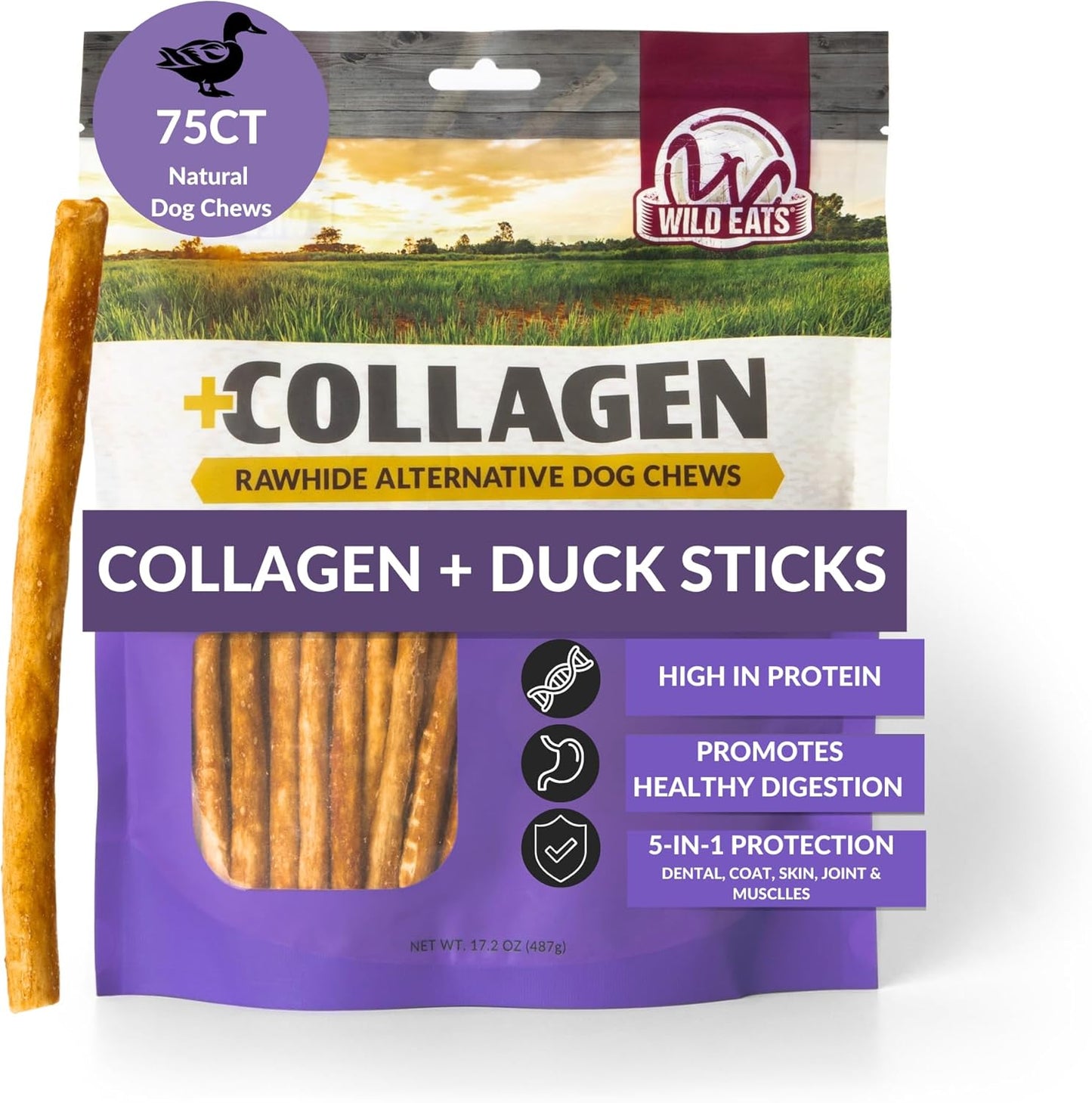 Wild Eats Salmon Collagen Sticks for Dogs (75 Pack, 0.6 cm Wide) Long Lasting Dog Chews No Hide Dog Treat Bully Stick Alternative, Rawhide Free, Grain Free, High Protein - Image 9