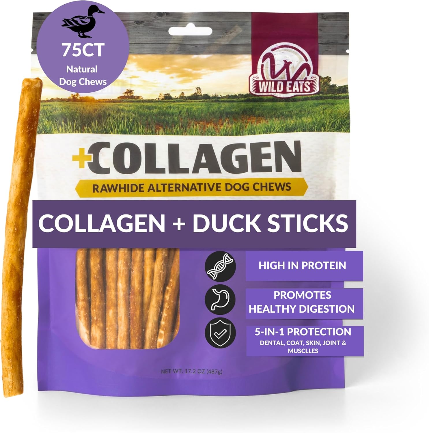 Wild Eats Salmon Collagen Sticks for Dogs (75 Pack, 0.6 cm Wide) Long Lasting Dog Chews No Hide Dog Treat Bully Stick Alternative, Rawhide Free, Grain Free, High Protein - Image 9
