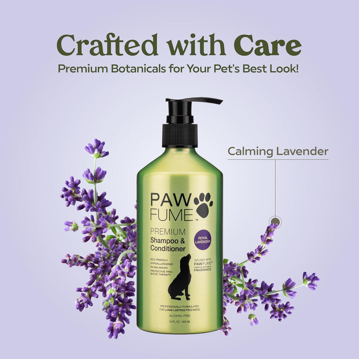 Complete Paw Fume premium lavender pet grooming collection for mat removal.