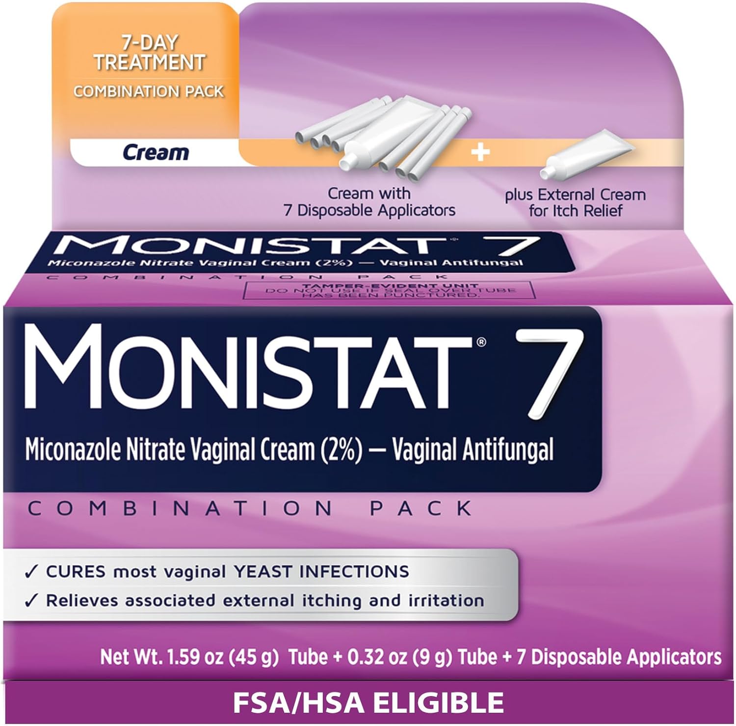 Monistat 7-Day Yeast Infection Treatment combo pack front view antifungal cream