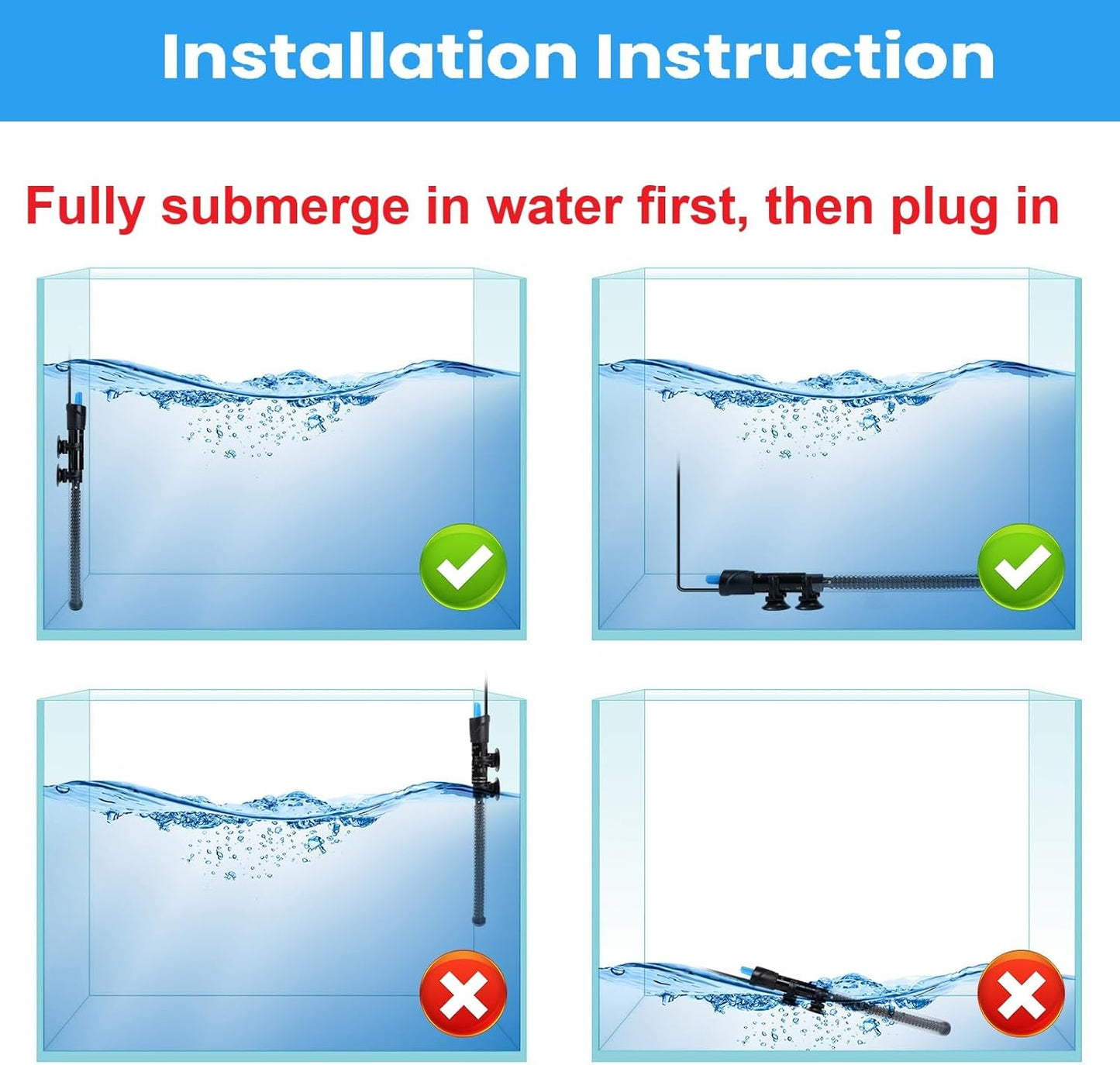 Aquaneat aquarium heater mounted horizontally in a fish tank