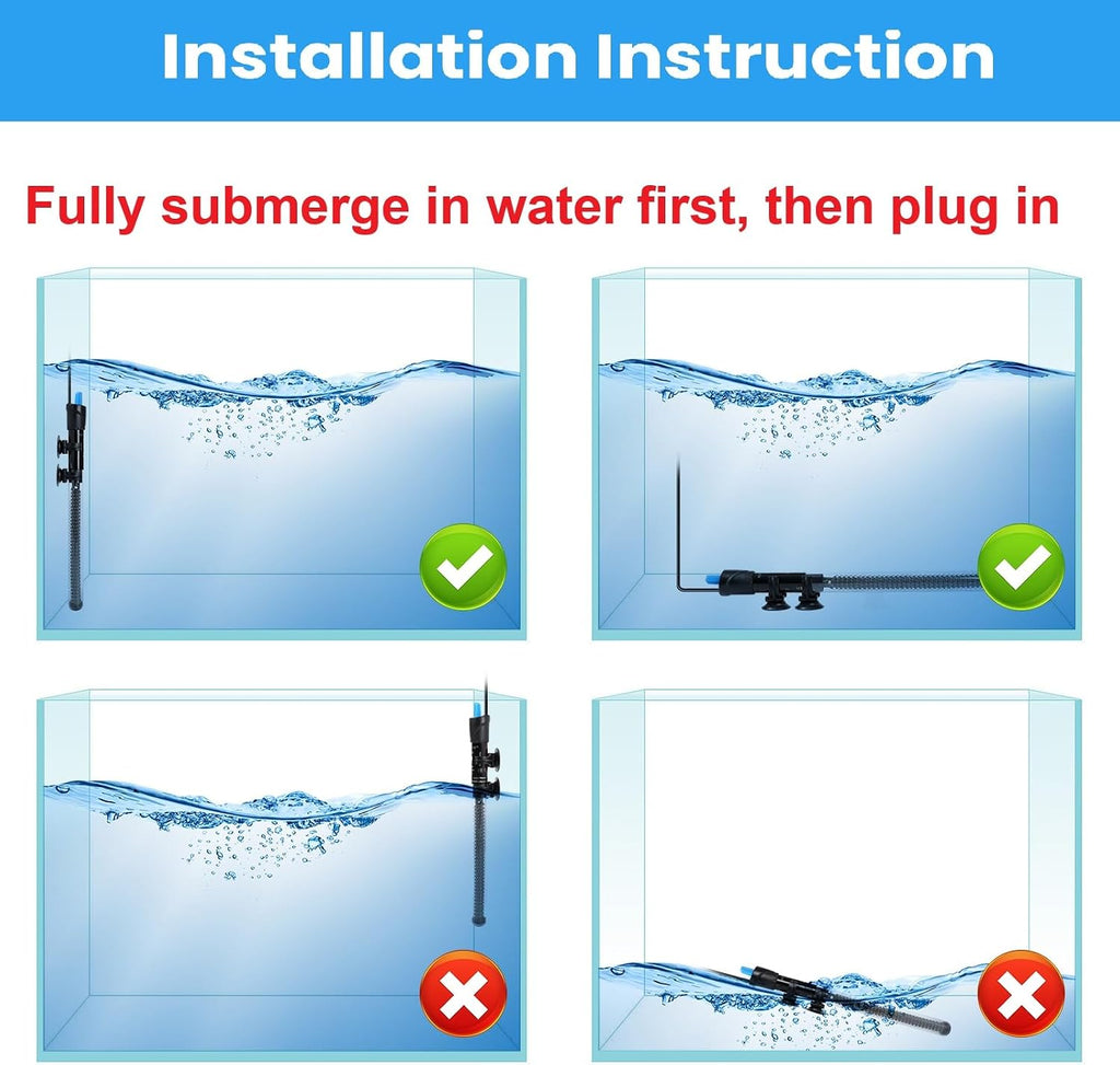 Aquaneat submersible heater mounted in aquarium