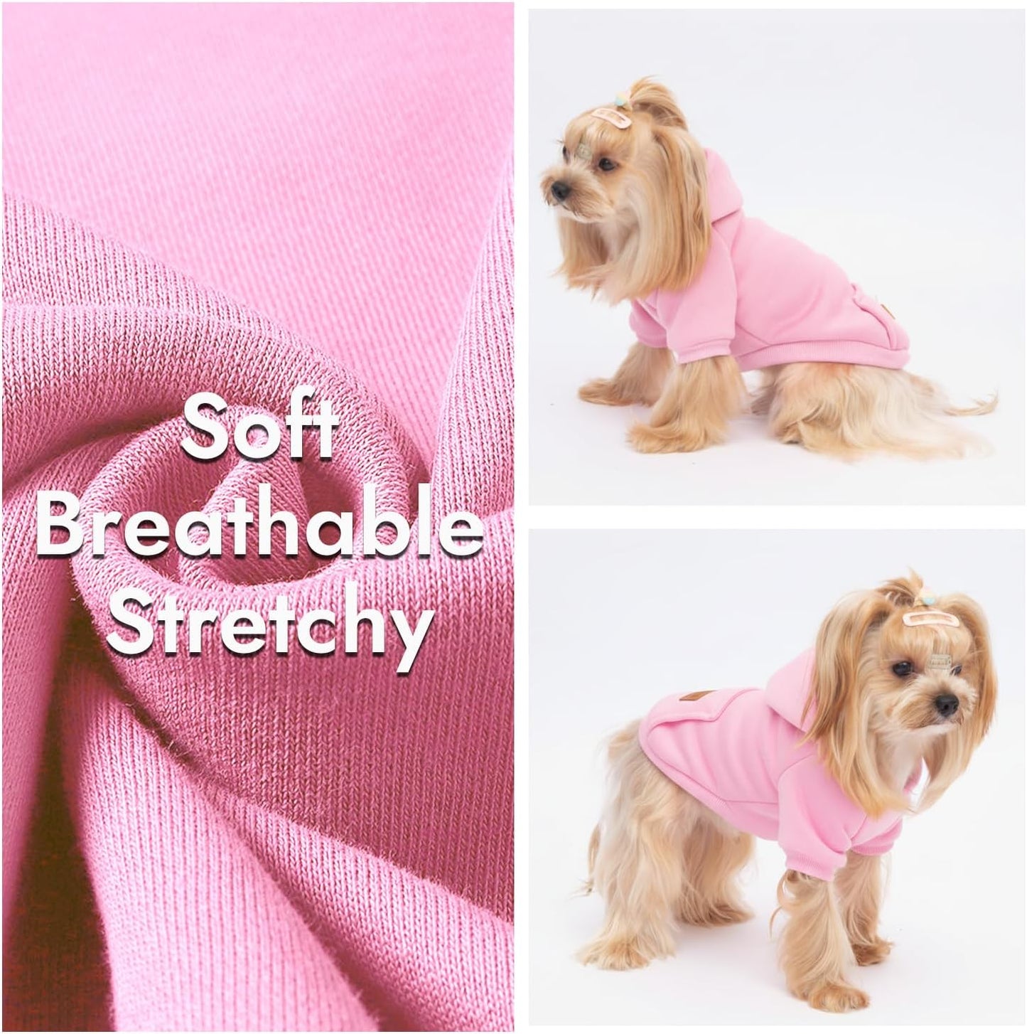 Pink BAOBICUTE puppy sweatshirt displaying the elastic ribbed cuffs design
