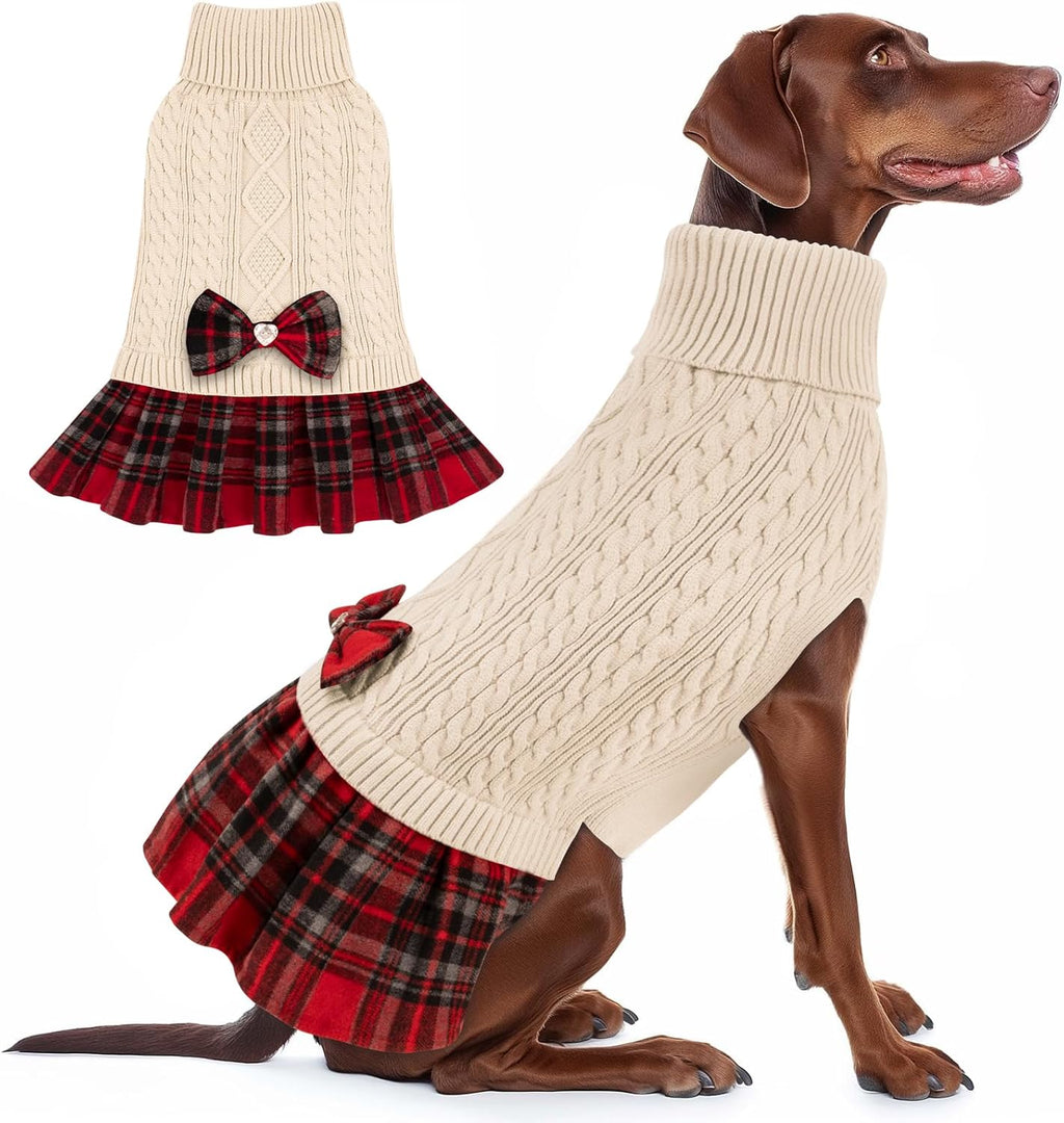 KYEESE dog sweater dress front view cozy winter pet apparel