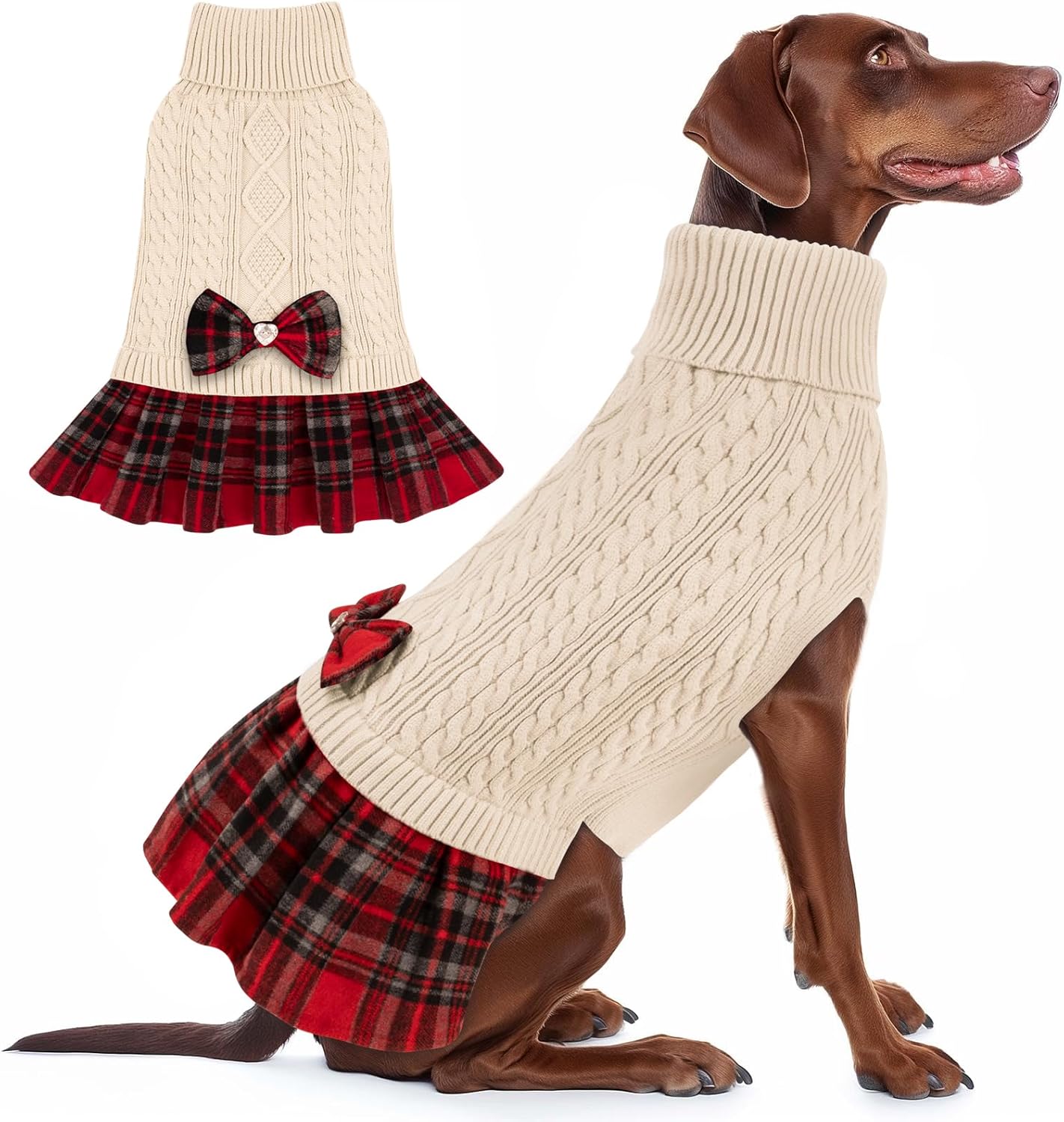 KYEESE dog sweater dress front view cozy winter pet apparel