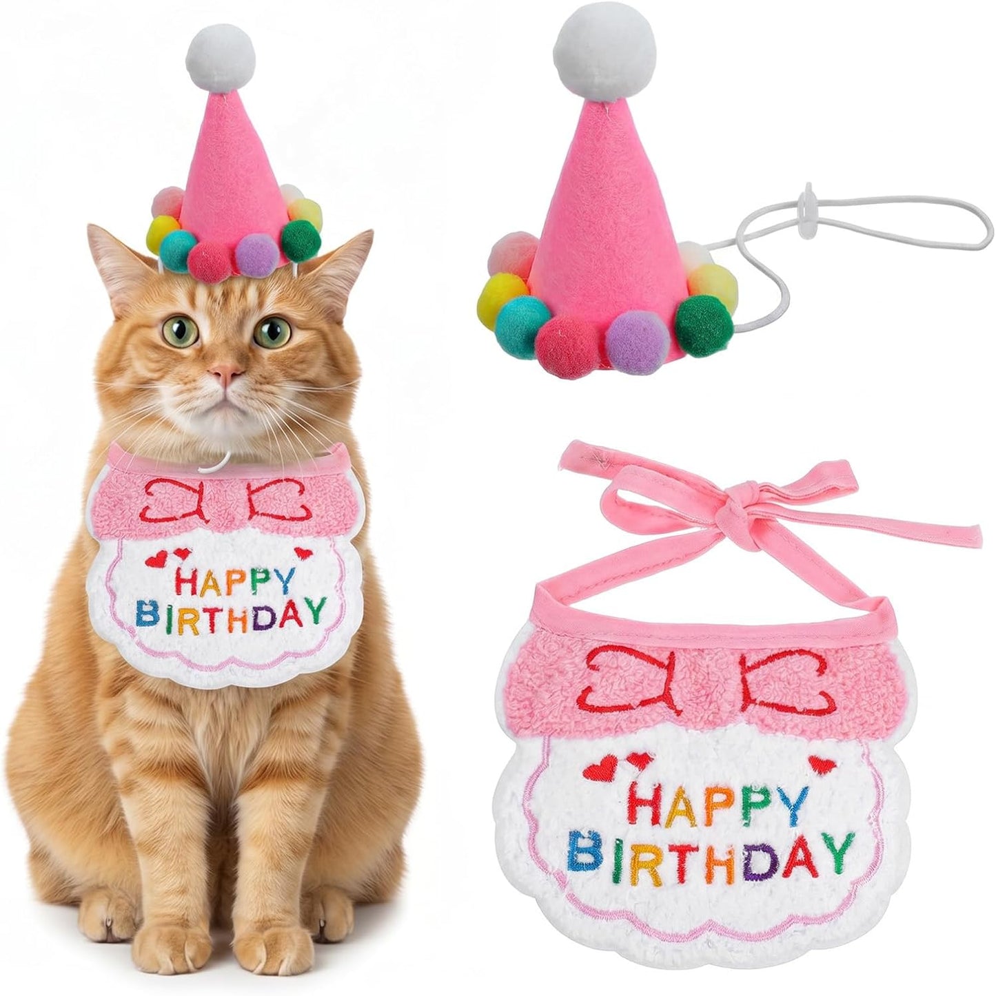 Tyqour Cat Birthday Hat Birthday Hats for Stuffed Animals Dog Party Hat Birthday Party Decorations Set for Small Medium Cats & Dogs (Blue) - Image 9