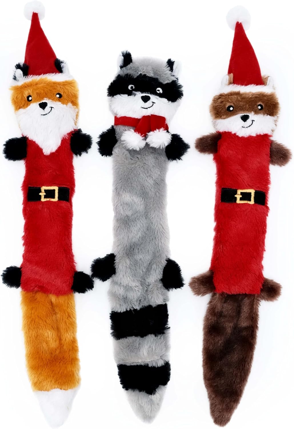 ZippyPaws Skinny Peltz - No Stuffing Dog Toy Pack to Keep Them Busy, for Medium and Large Dogs, Squeaky Pet Toys, Unstuffed Chew Toys, Soft Plush Variety Pack, Fox, Raccoon, and Squirrel - 18" - Image 11