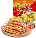 Jungle Calling chicken wrapped rawhide sticks front view packaging