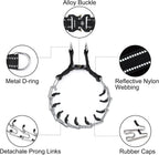 Adjustable stainless steel links being detached for custom pet neck sizing.