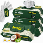 Petazy Pet Wipes for Dogs and Cats - 400 Count (8x8in) Hypoallergenic, Deodorizing Dog Wipes for Paws, Ears and Butt | XL with Aloe & Coconut Oil, Lavender Scented | Includes 4 Grooming Glove Wipes - Image 9
