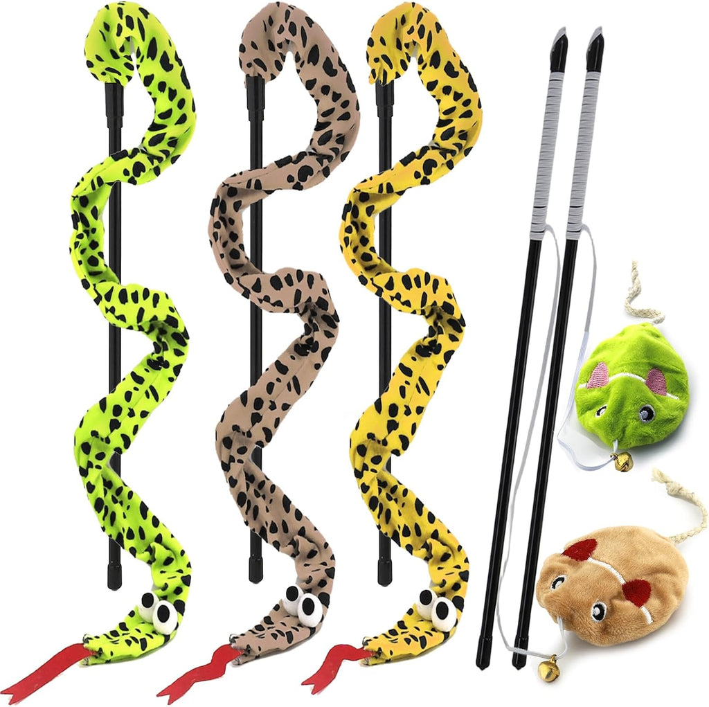 Interactive Cat Toy Wand with Catnip Mouse, Cat Teaser Wand Rainbow String for Bored Indoor Adult Cats and Kittens (2 Pack Mouse) - Image 11