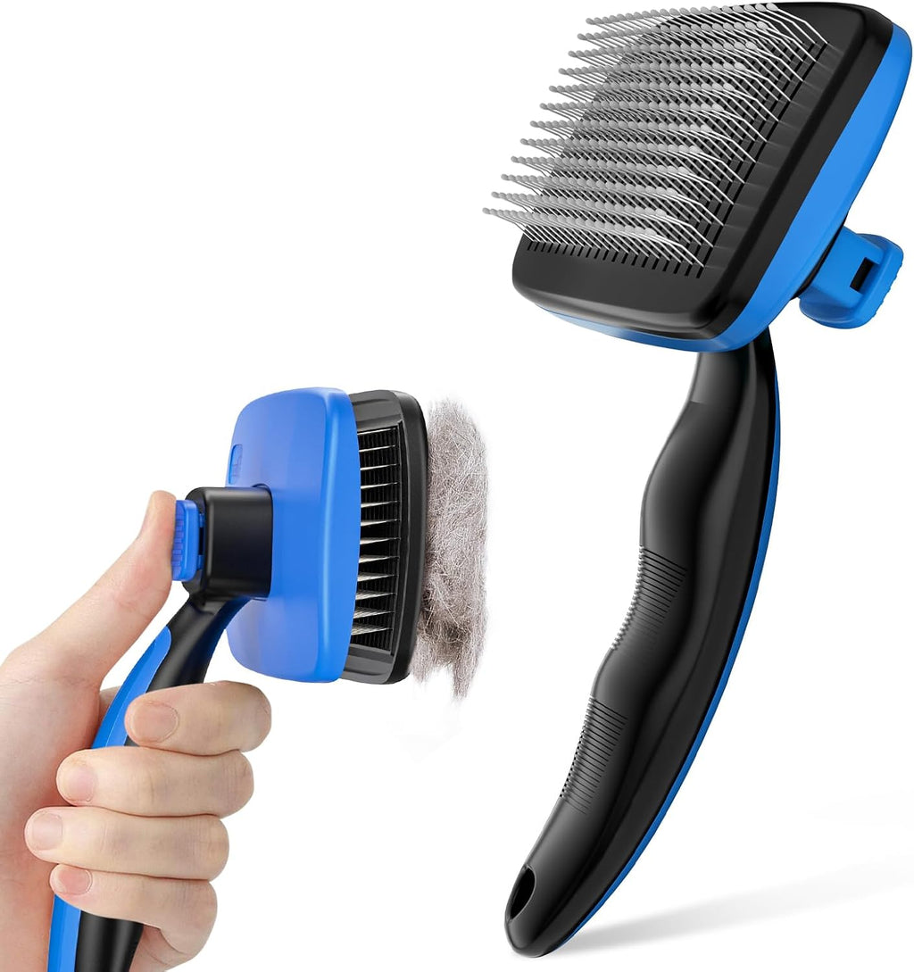 Pecute Skin Friendly Self-Cleaning Slicker Brush for Dog & Cat Shedding | 1 click clean, Lightweight, Undercoat hair removal, For short/long/double/white coats - Image 11