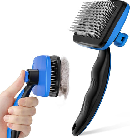 Pecute Skin Friendly Self-Cleaning Slicker Brush for Dog & Cat Shedding | 1 click clean, Lightweight, Undercoat hair removal, For short/long/double/white coats - Image 11