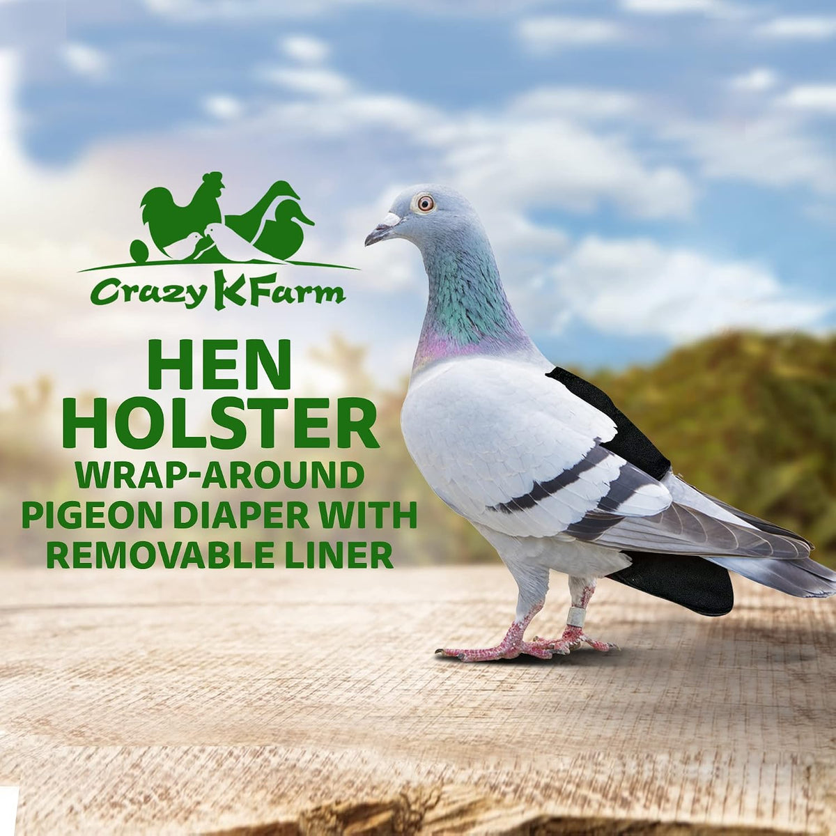 Hen Holster wrap around duck diaper showing removable vinyl liner