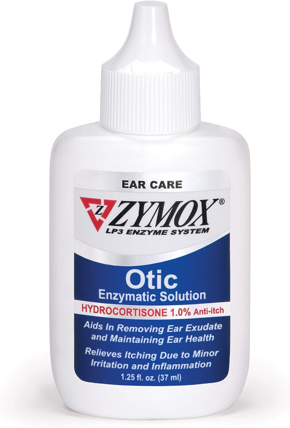 Zymox Otic Enzymatic Solution 1.25 fluid ounce bottle front view for pet ear health