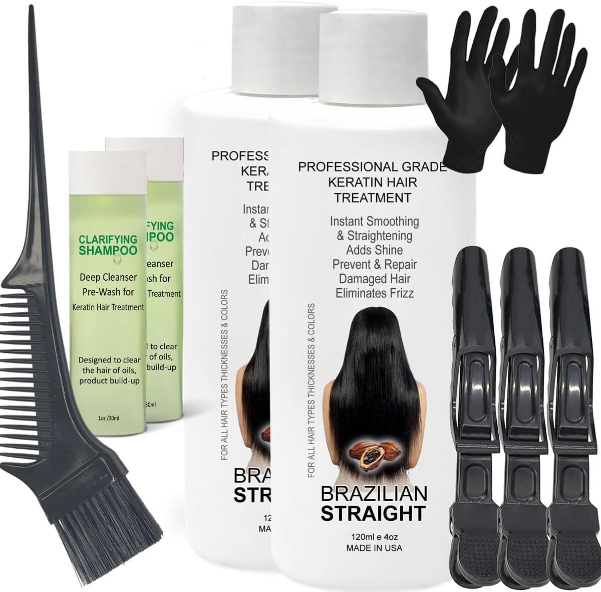 Brazilian Straight Keratin Treatment Kit front view for hair straightening