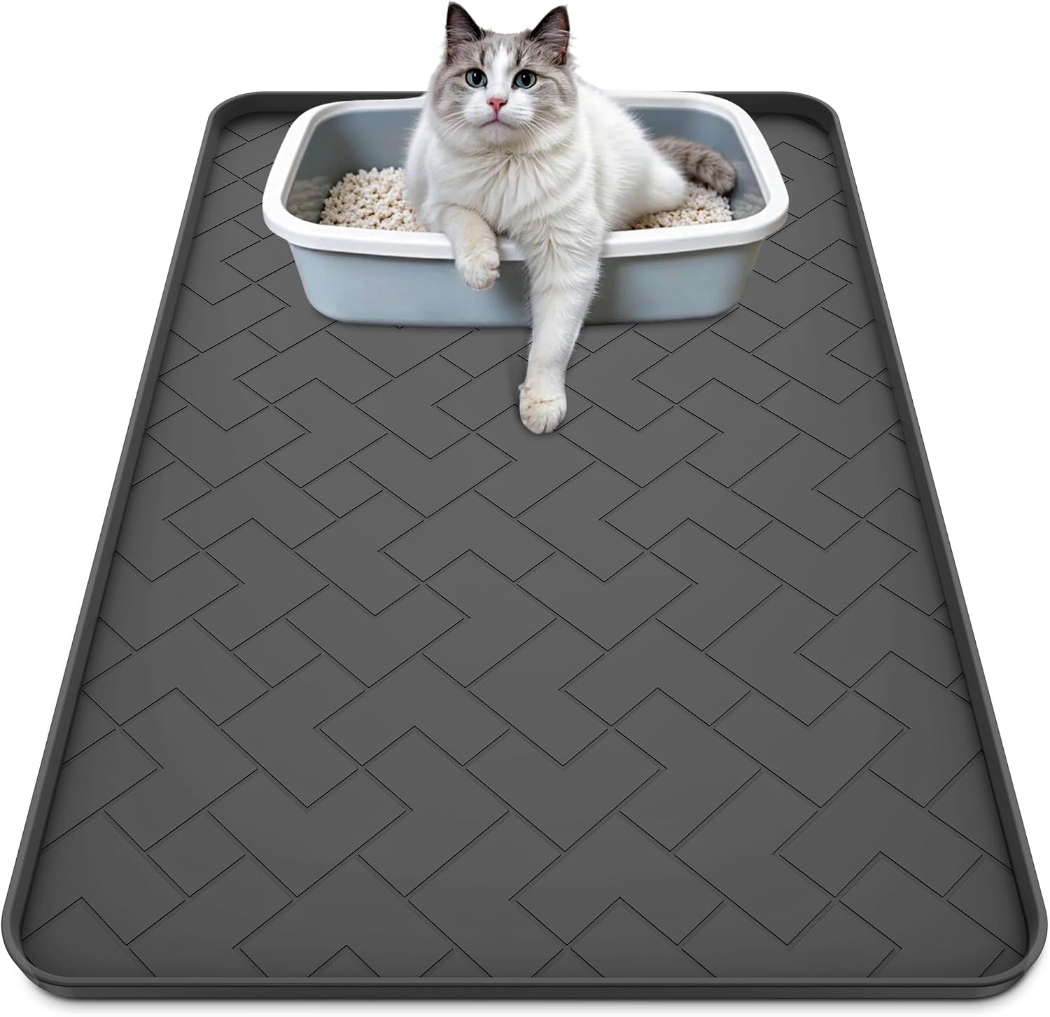 Extra large gray pet placemat for scatter control in modern homes