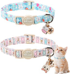 2 Pack Pink Cat Collars - Cute Bow & Daisy Breakaway Cat Collar with Bell & Matching Pendant, Soft Adjustable Spring Summer Girly Kitten Collars for Girl Cats - Image 12